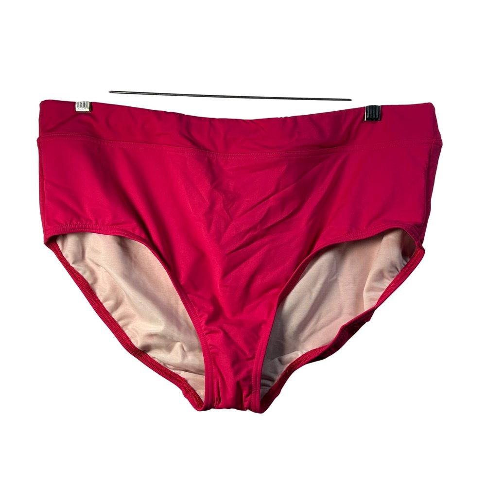 Lands End Pink High Waisted Bikini Bottoms Women Size 18 Plus Swim Suit Solid